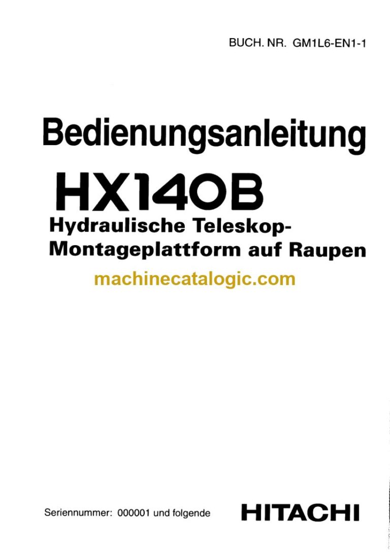 Hitachi HX140B Hubarbeitsplattform Betriebsanleitung (GM1L6-EN1-1) – Deckblatt