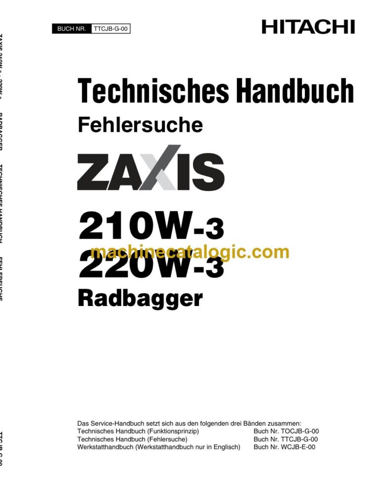 Hitachi ZX210W-3, ZX220W-3 Radbagger Technisches Handbuch (Fehlersuche) (TTCJB-G-00) – Deckblatt