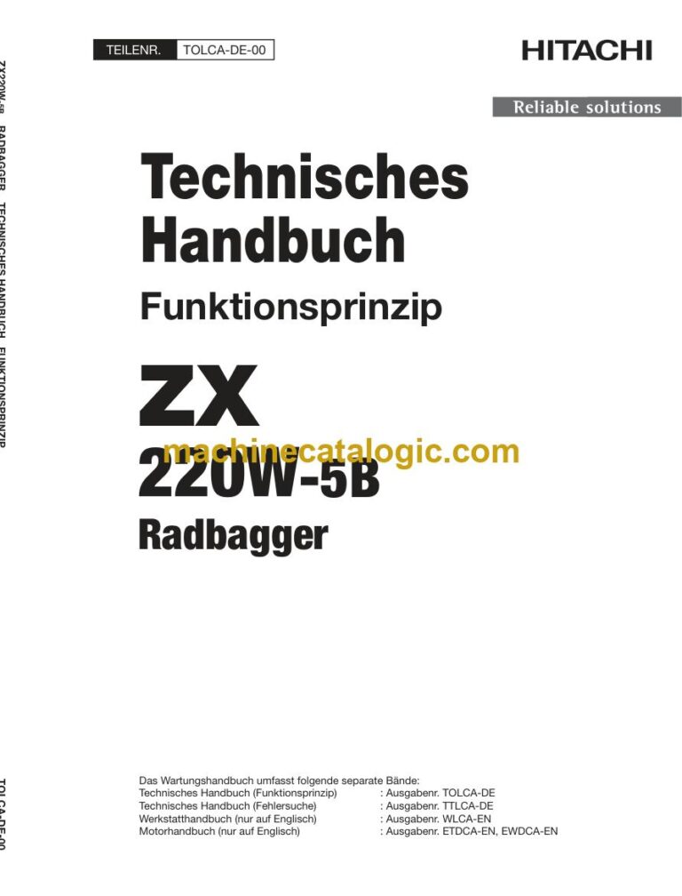 Hitachi ZX220W-5B Radbagger Technisches Handbuch (Funktionsprinzip) (TOLCA-DE-00) – Deckblatt