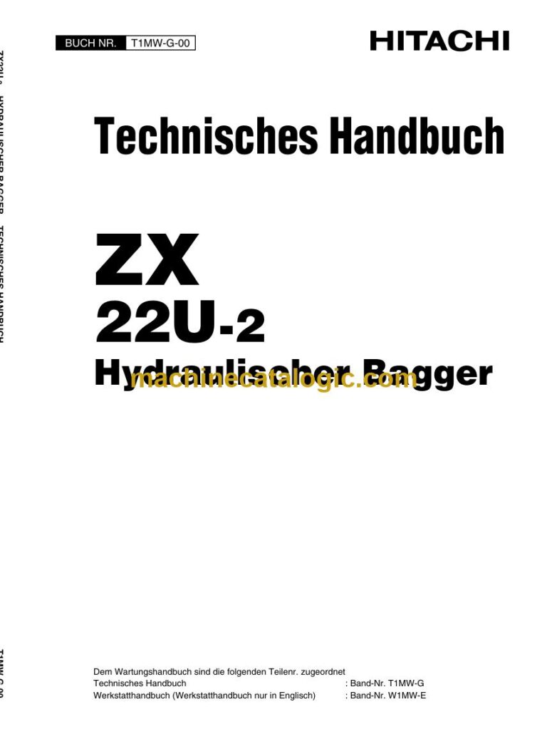 Hitachi ZX22U-2 Hydraulikbagger Technisches Handbuch (T1MW-G-00) – Deckblatt