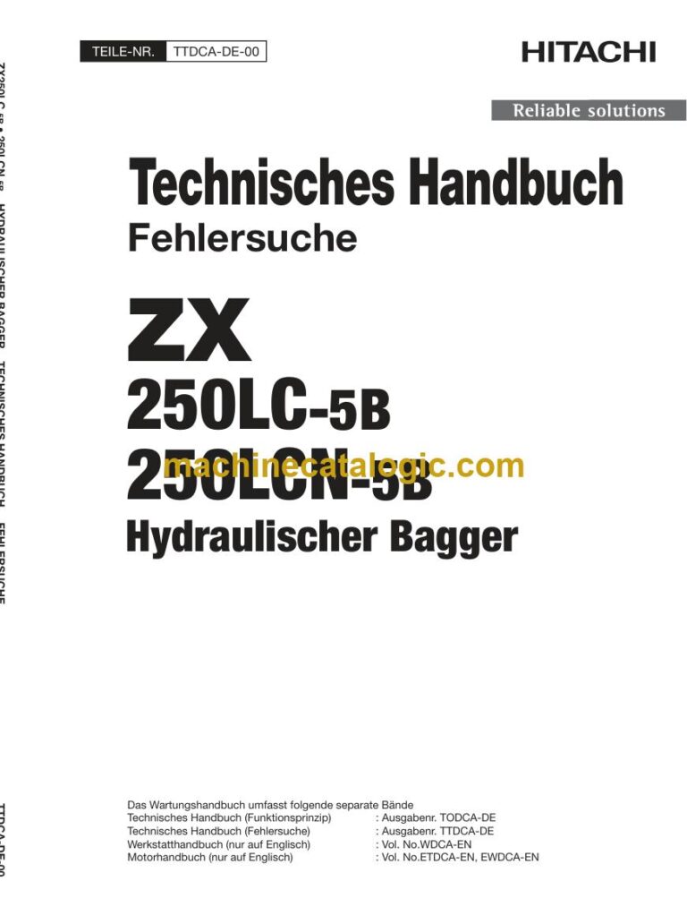 Hitachi ZX250LC-5B, ZX250LCN-5B Hydraulikbagger Technisches Handbuch (Fehlersuche) (TTDCA-DE-00) – Deckblatt