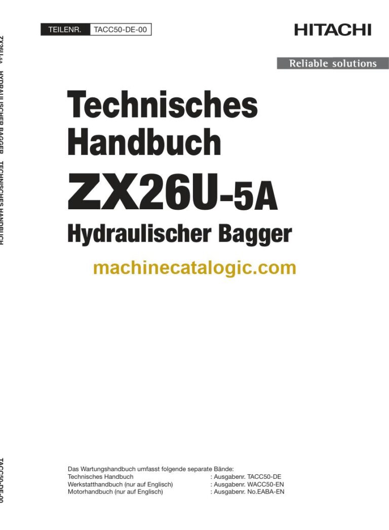 Hitachi ZX26U-5A Hydraulikbagger Technisches Handbuch (TACC50-DE-00) – Deckblatt