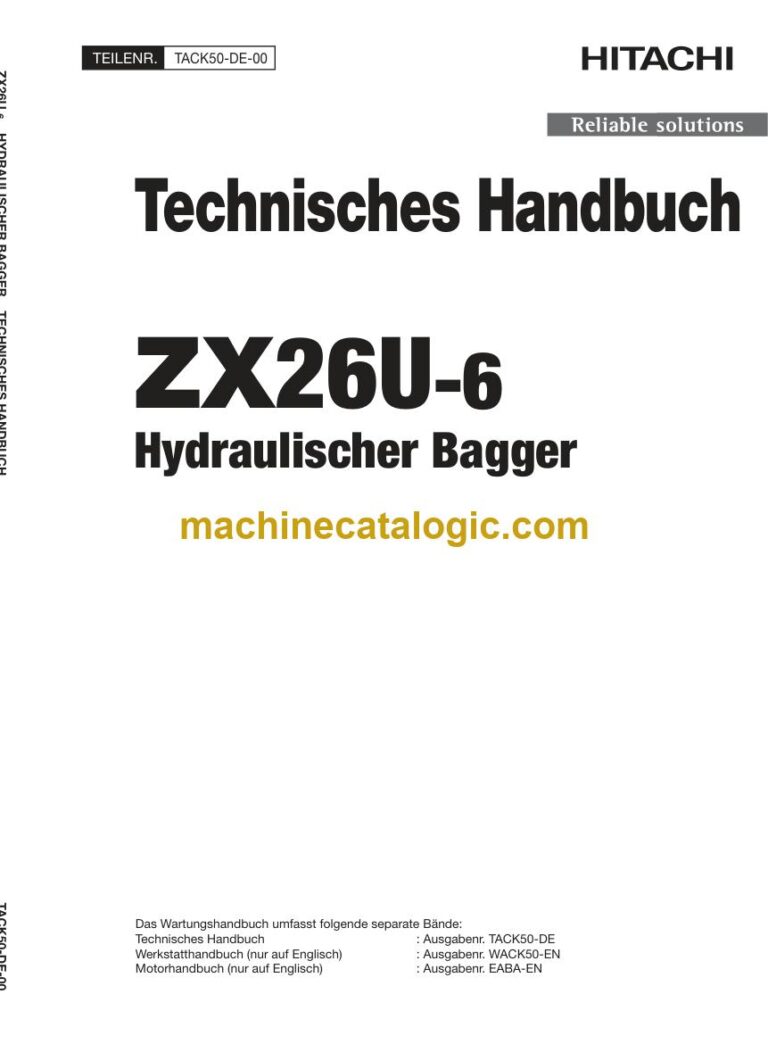 Hitachi ZX26U-6 Hydraulikbagger Technisches Handbuch (TACK50-DE-00) – Deckblatt