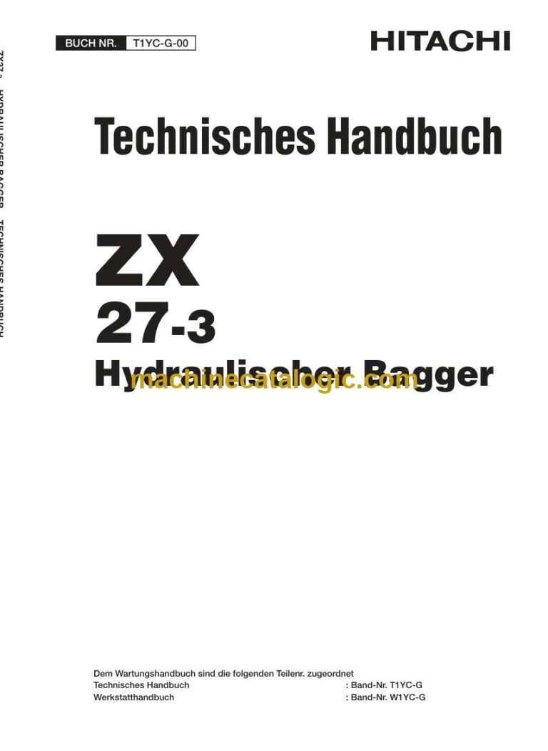 Hitachi ZX27-3 Hydraulikbagger Technisches Handbuch (T1YC-G-00) – Deckblatt