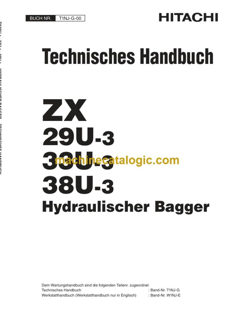 Hitachi ZX29U-3, ZX33U-3 Hydraulikbagger Technisches Handbuch (T1NJ-G-00) – Deckblatt