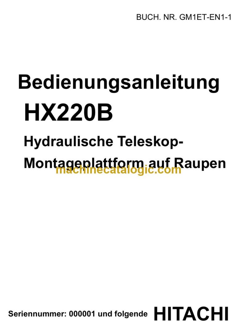 Hitachi HX220B Hubarbeitsplattform Betriebsanleitung (GM1ET-EN1-1) – Deckblatt