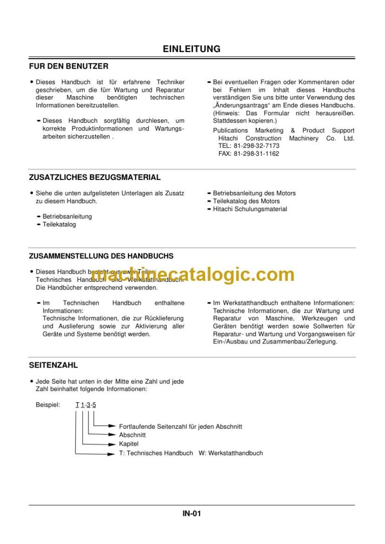 Hitachi ZX30, ZX35 Hydraulikbagger Technisches Handbuch (T1LSG-00) – Deckblatt