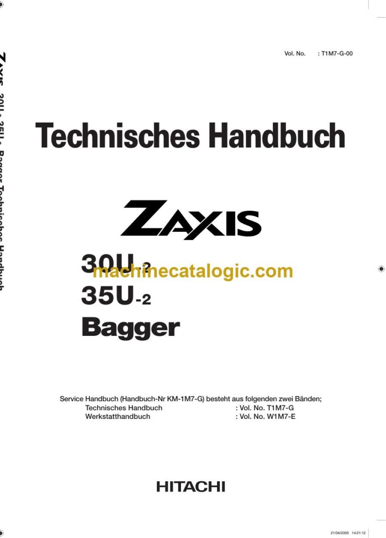 Hitachi ZX30U-2, ZX35U-2 Hydraulikbagger Technisches Handbuch (T1M7-G-00) – Deckblatt