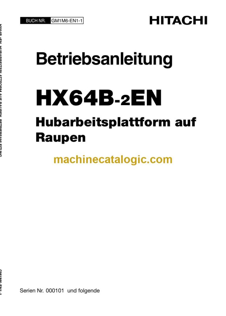 Hitachi HX64B-2EN Hubarbeitsplattform Betriebsanleitung (GM1M6-EN1-1) – Deckblatt