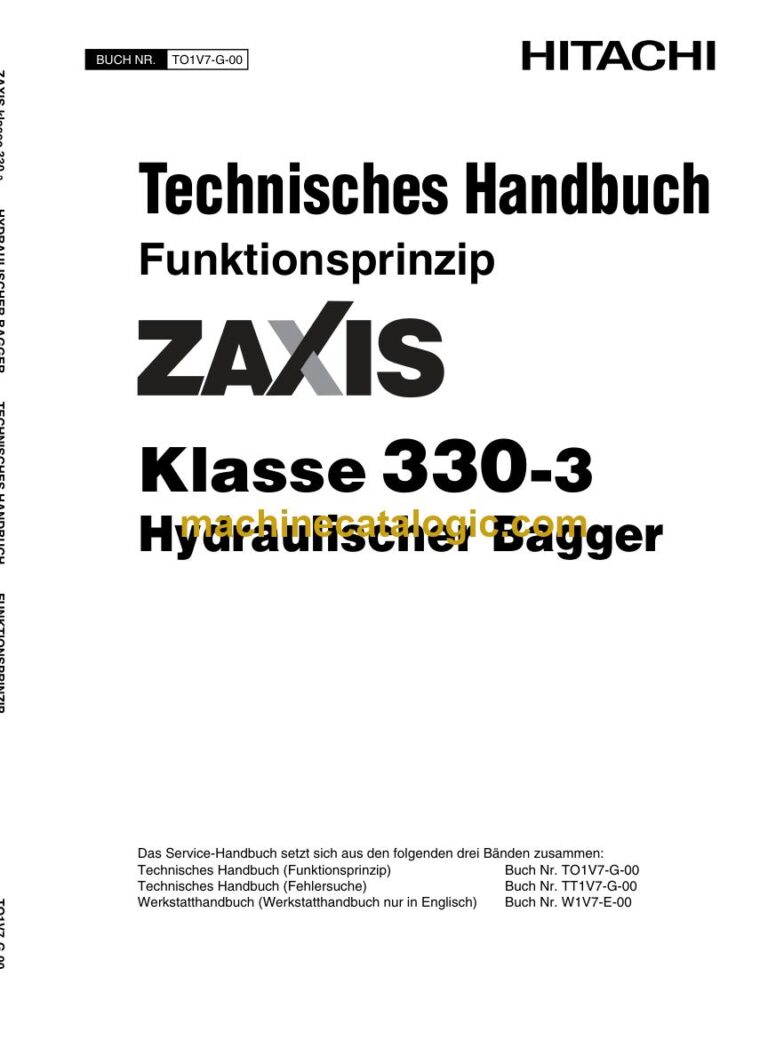 Hitachi ZX350LCN-3 Hydraulikbagger Technisches Handbuch (Funktionsprinzip) (TO1V7-G-00) – Deckblatt