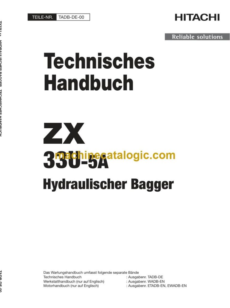 Hitachi ZX33U-5A Hydraulikbagger Technisches Handbuch (TADB-DE-00) – Deckblatt