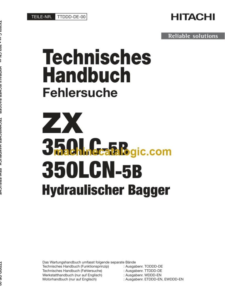 Hitachi ZX350LC-5B, ZX350LCN-5B Hydraulikbagger Technisches Handbuch (Fehlersuche) (TTDDD-DE-00) – Deckblatt