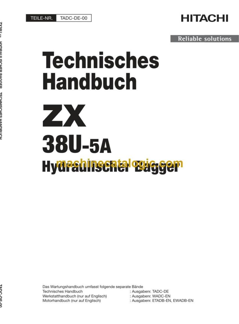 Hitachi ZX38U-5A Hydraulikbagger Technisches Handbuch (TADC-DE-00) – Deckblatt