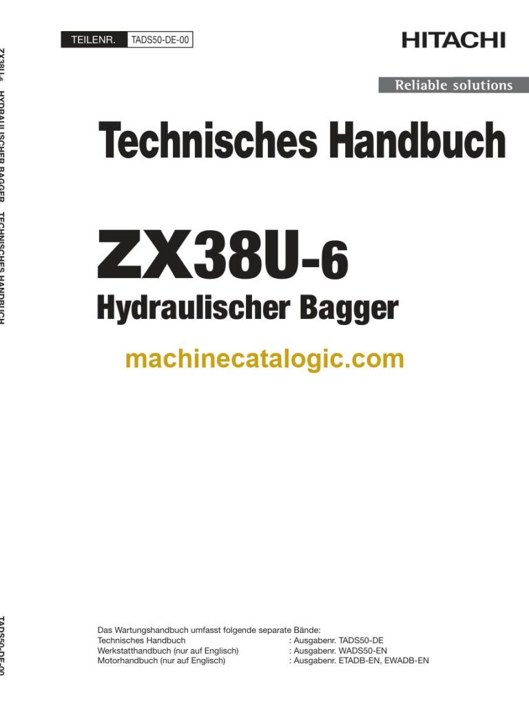 Hitachi ZX38U-6 Hydraulikbagger Technisches Handbuch (TADS50-DE-00) – Deckblatt