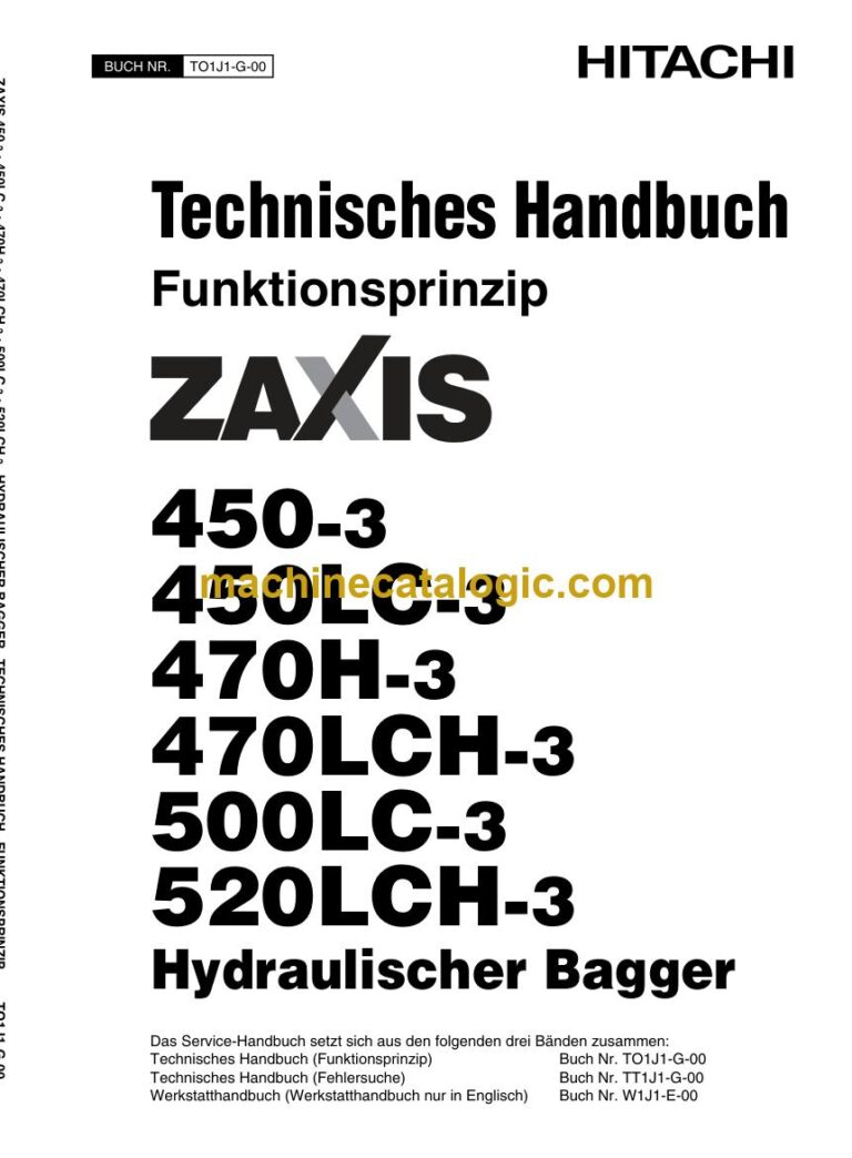 Hitachi ZX500LC-3, ZX520LCH-3 Hydraulikbagger Technisches Handbuch (Funktionsprinzip) (TO1J1-G-00) – Deckblatt