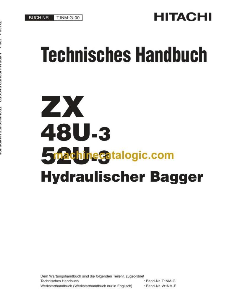 Hitachi ZX48U-3, ZX52U-3 Hydraulikbagger Technisches Handbuch (T1NM-G-00) – Deckblatt