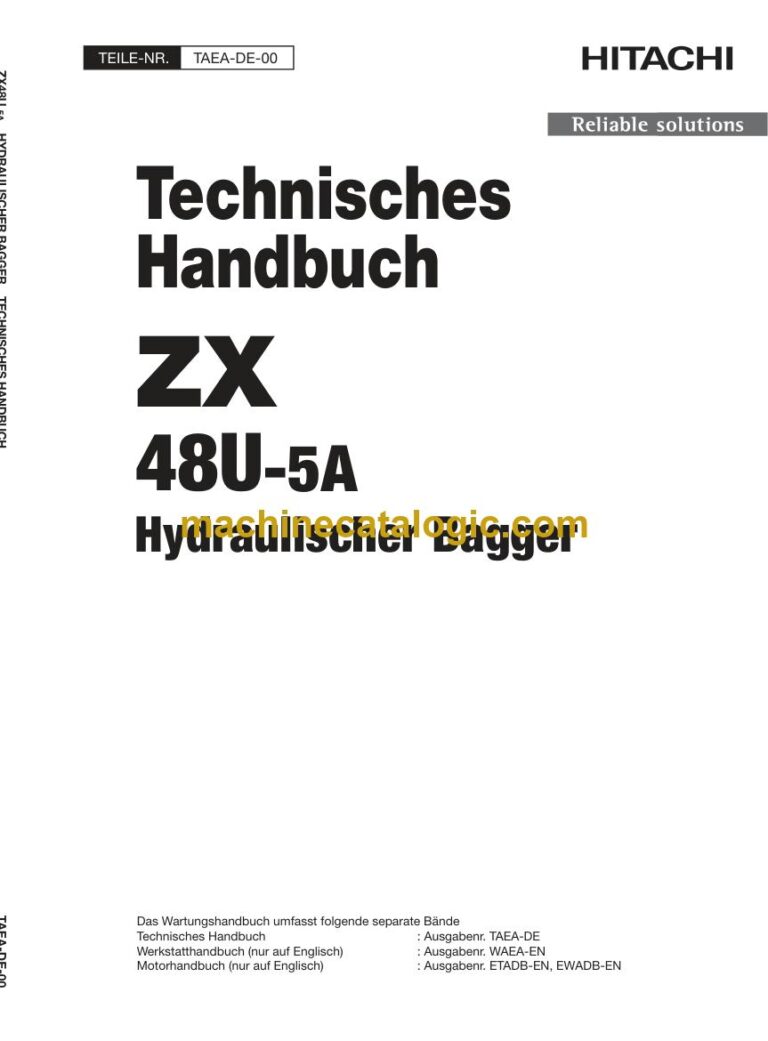 Hitachi ZX48U-5A Hydraulikbagger Technisches Handbuch (TAEA-DE-00) – Deckblatt