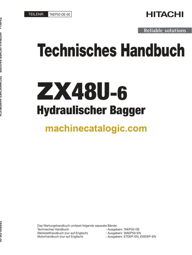 Hitachi ZX48U-6 Hydraulikbagger Technisches Handbuch (TAEP50-DE-00) – Deckblatt