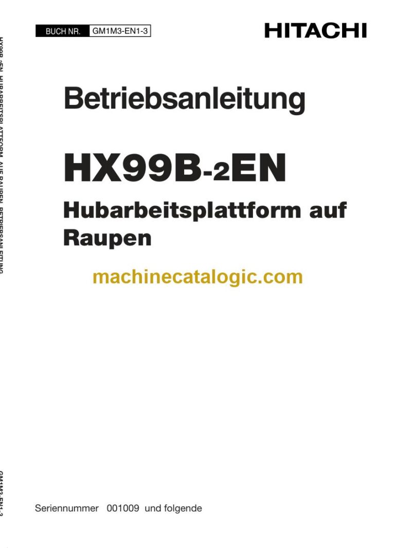 Hitachi HX99B-2EN Hubarbeitsplattform Betriebsanleitung (GM1M3-EN1-3) – Deckblatt