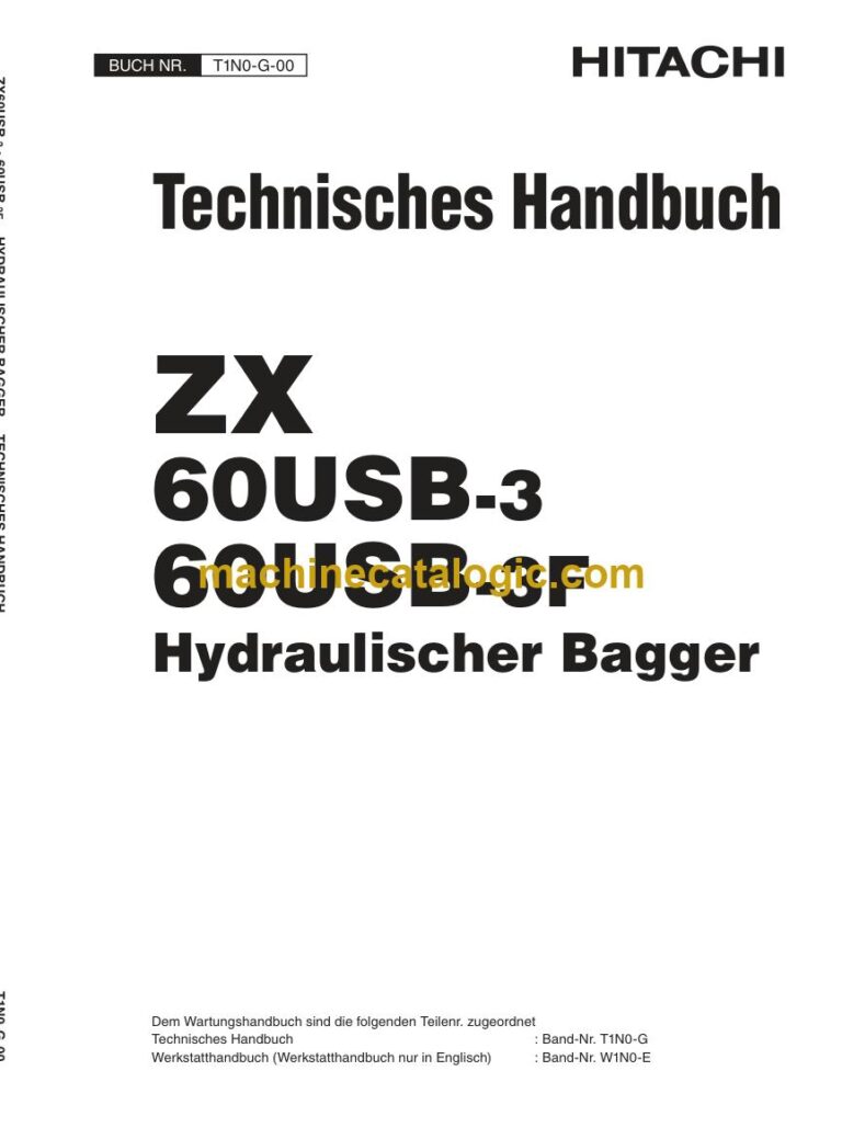Hitachi ZX60USB-3, ZX60USB-3F Hydraulikbagger Technisches Handbuch (T1N0-G-00) – Deckblatt
