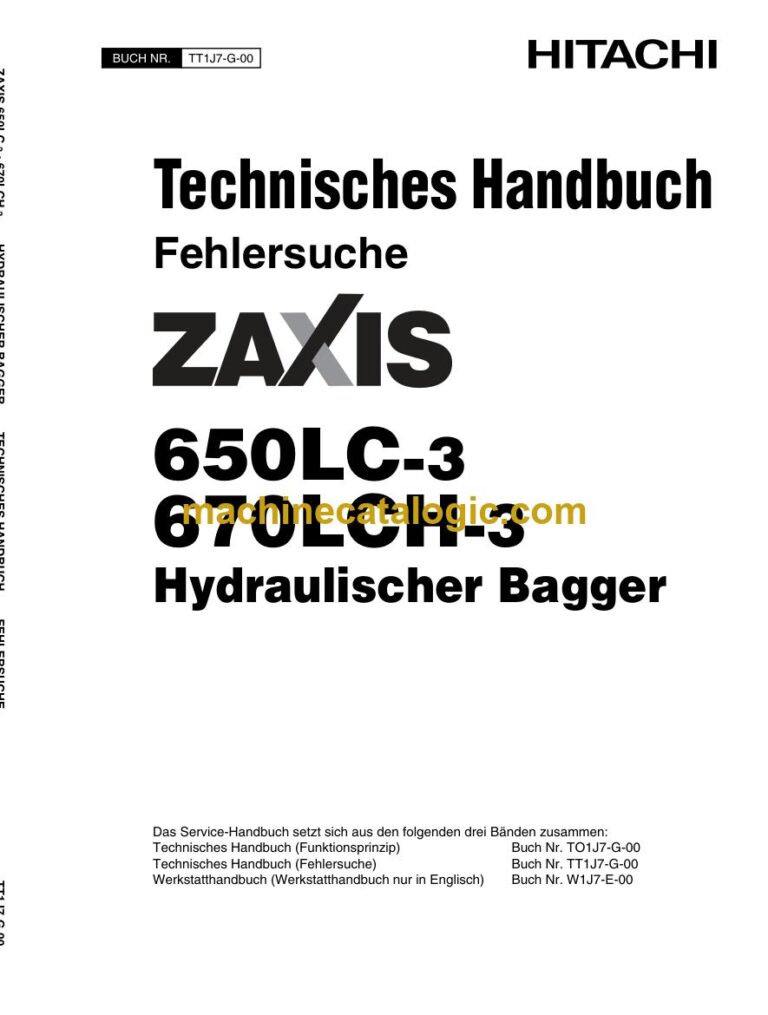 Hitachi ZX650LC-3, ZX670LCH-3 Hydraulikbagger Technisches Handbuch (Fehlersuche) (TT1J7-G-00) – Deckblatt