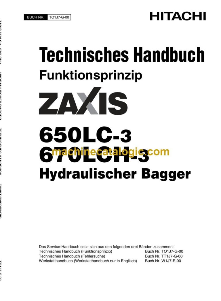 Hitachi ZX650LC-3, ZX670LCH-3 Hydraulikbagger Technisches Handbuch (Funktionsprinzip) (TO1J7-G-00) – Deckblatt