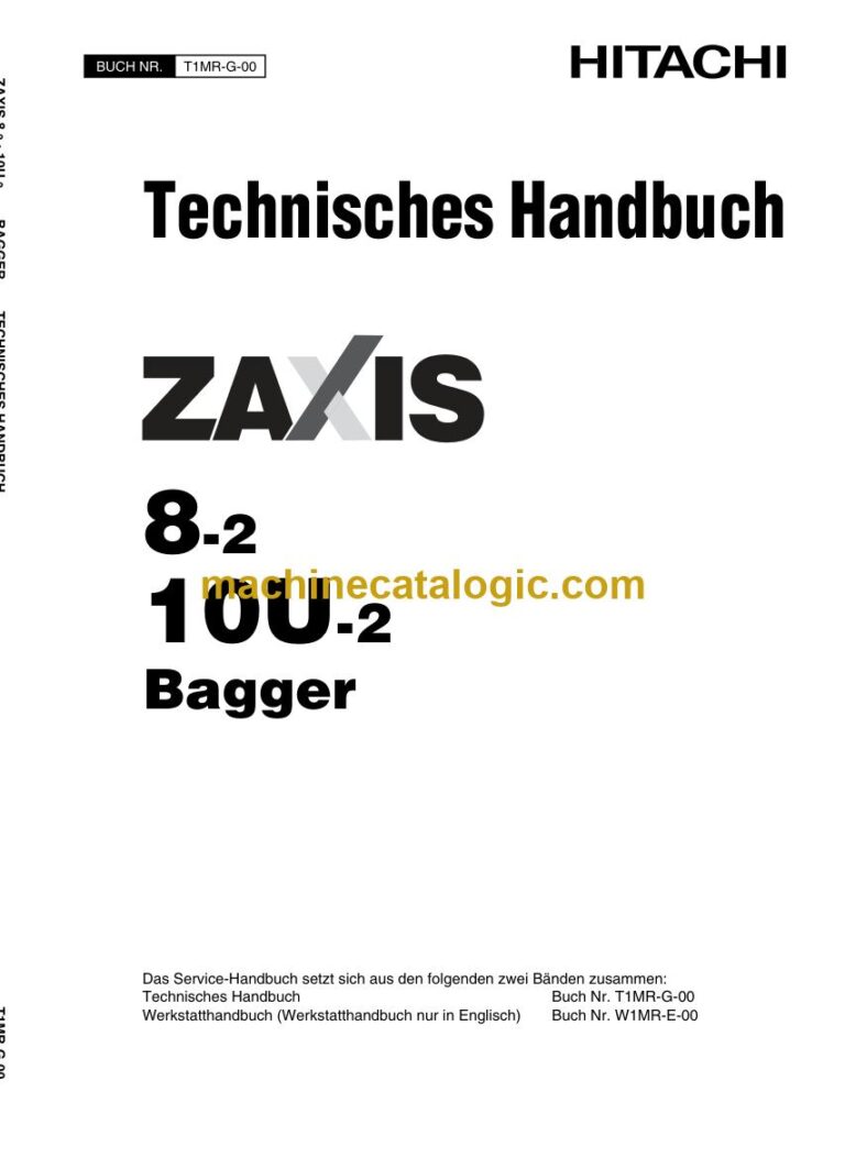 Hitachi ZX8-2, ZX10U-2 Hydraulikbagger Technisches Handbuch (T1MR-G-00) – Deckblatt
