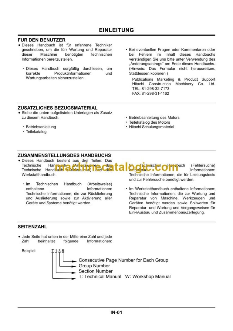 Hitachi ZX800 Hydraulikbagger Technisches Handbuch (Fehlersuche) (TT17VG-00) – Deckblatt