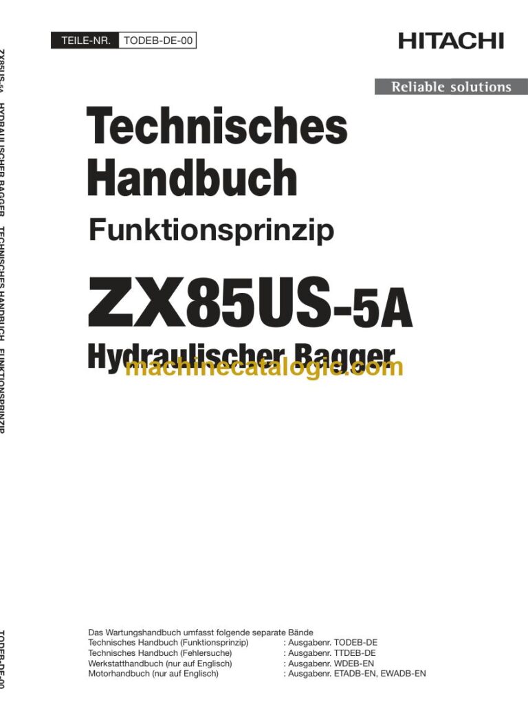 Hitachi ZX85US-5A Hydraulikbagger Technisches Handbuch (Funktionsprinzip) (TODEB-DE-00) – Deckblatt