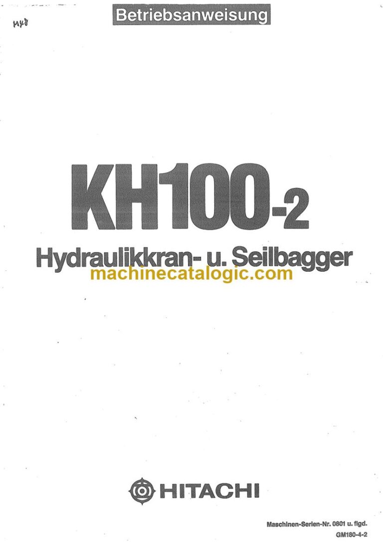 Hitachi KH100-2 Hydraulikkran und Seilbagger Betriebsanleitung (GM180-4-2) – Deckblatt