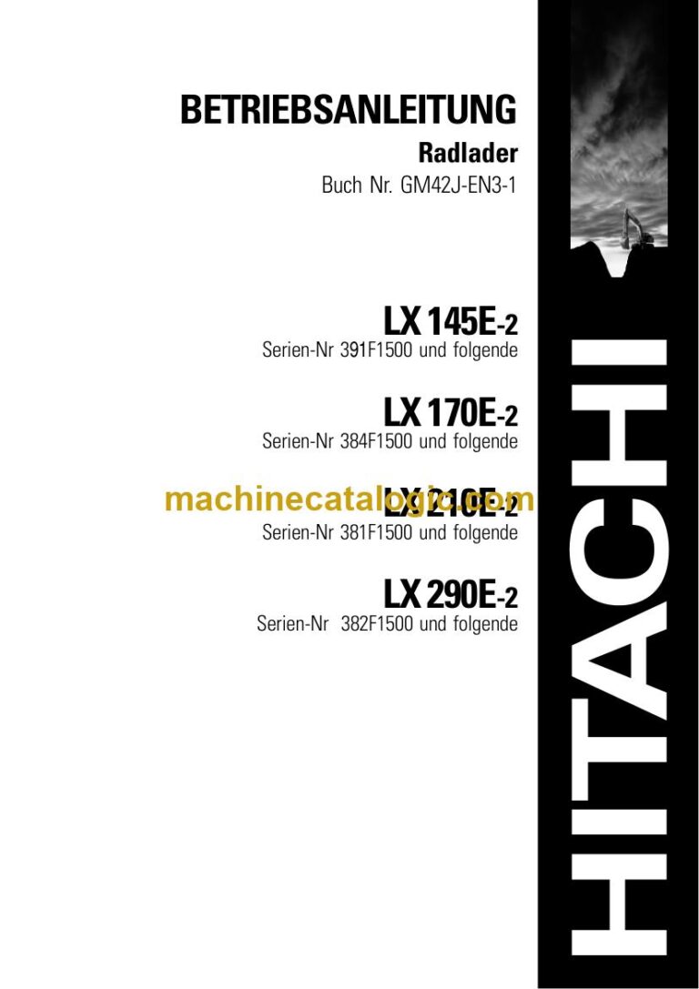 Hitachi LX145E-2, LX170E-2 Radlader Betriebsanleitung (GM42J-EN3-1) – Deckblatt