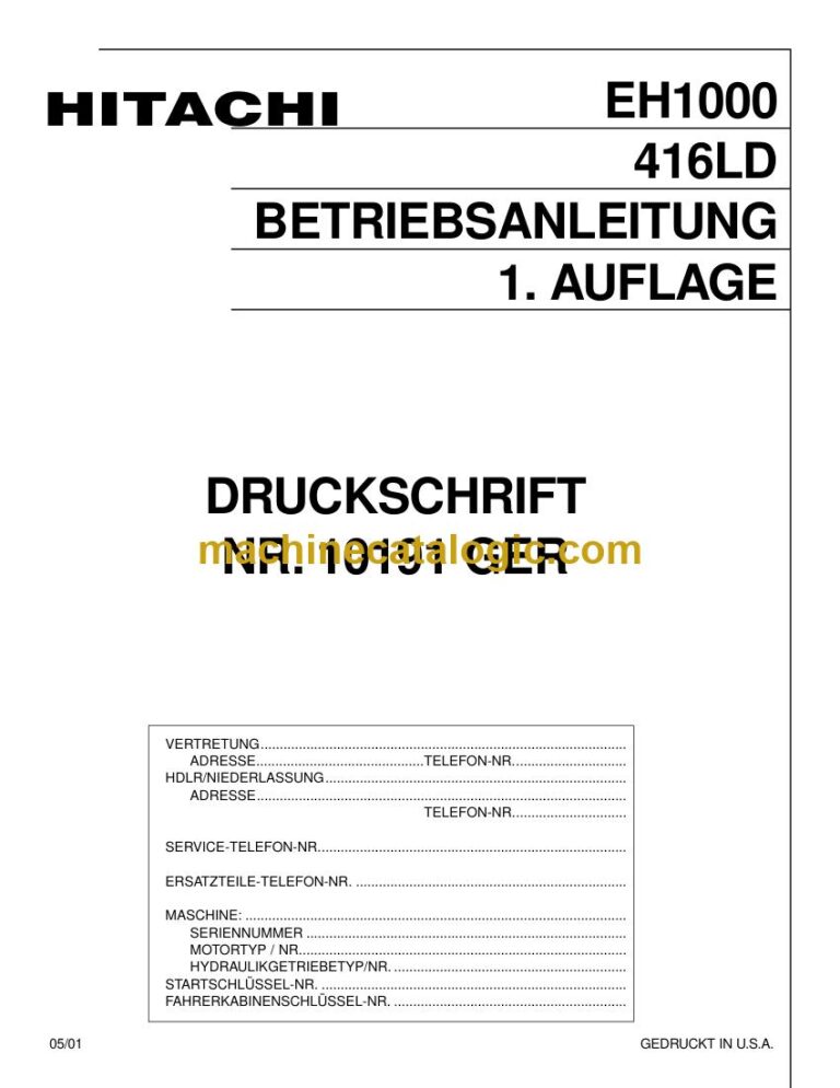 Hitachi EH1000 Muldenkipper Betriebsanleitung (10191GER) – Deckblatt