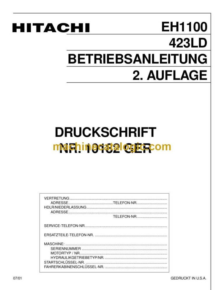 Hitachi EH1100 Muldenkipper Betriebsanleitung (10182GER) – Deckblatt