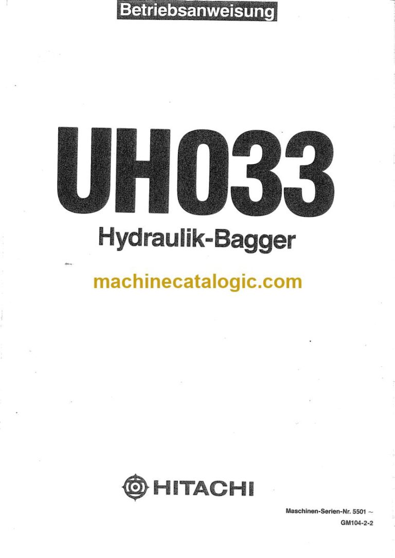 Hitachi UH033 Hydraulikbagger Betriebsanleitung (GM104-2-2) – Deckblatt