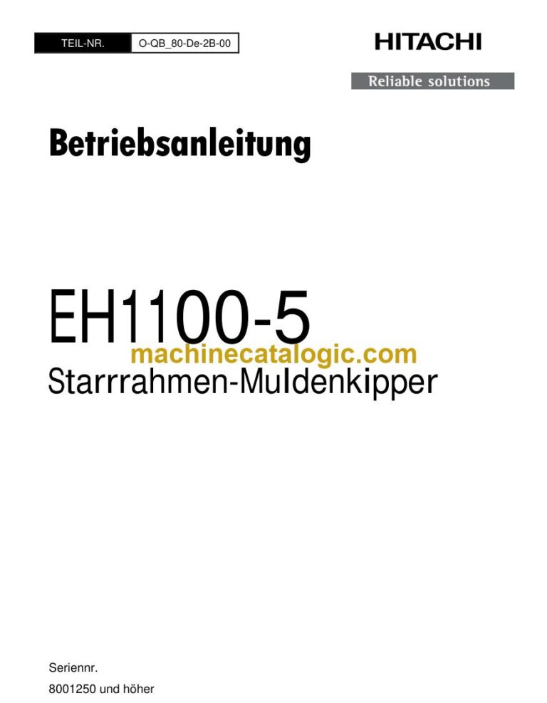 Hitachi EH1100-5 Starrrahmen-Muldenkipper Betriebsanleitung (O-QB-80-De-2B-00) – Deckblatt