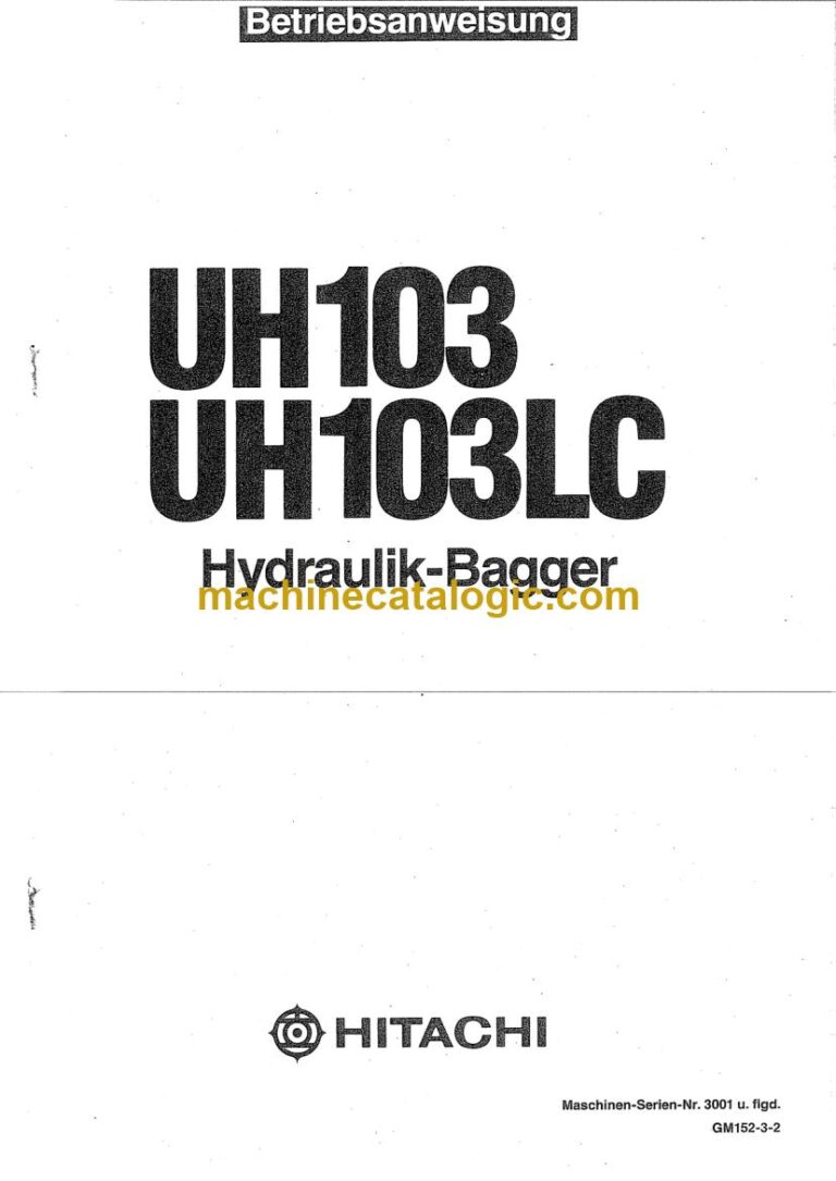 Hitachi UH103, UH103LC Hydraulikbagger Betriebsanleitung (GM152-3-2) – Deckblatt