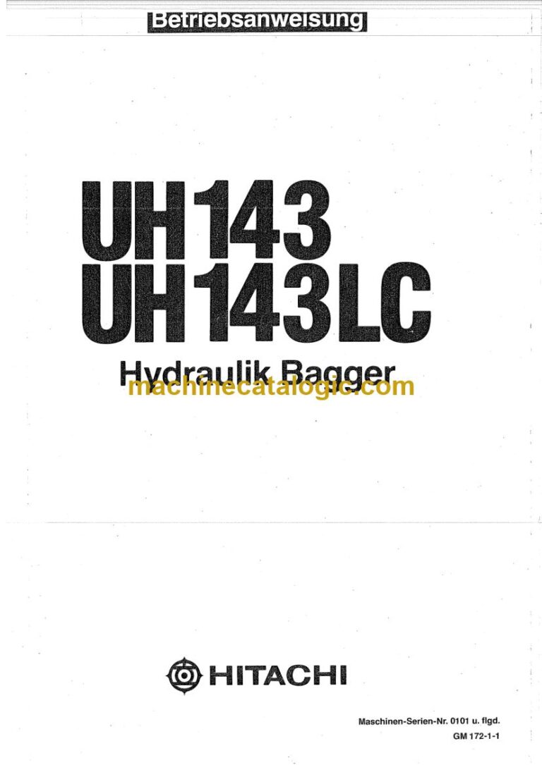 Hitachi UH143, UH143LC Hydraulikbagger Betriebsanleitung (GM172-1-1) – Deckblatt
