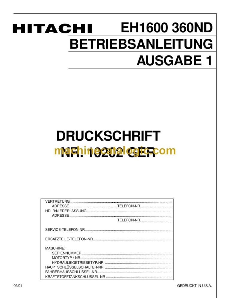 Hitachi EH1600 Muldenkipper Betriebsanleitung (10202GER) – Deckblatt