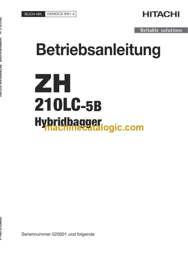 Hitachi ZH210LC-5B Hybridbagger Betriebsanleitung (DEMDCS-EN1-4) – Deckblatt