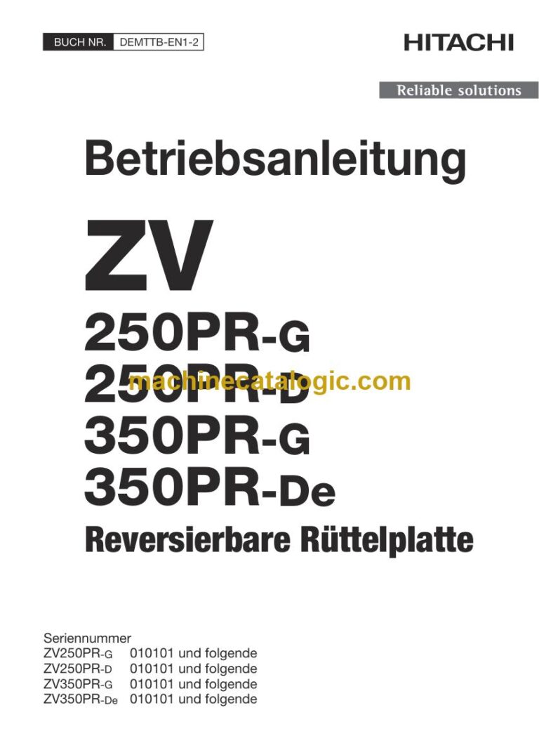 Hitachi ZV350PR-G, ZV350PR Rüttelplatte Betriebsanleitung (DEMTTB-EN1-2) – Deckblatt