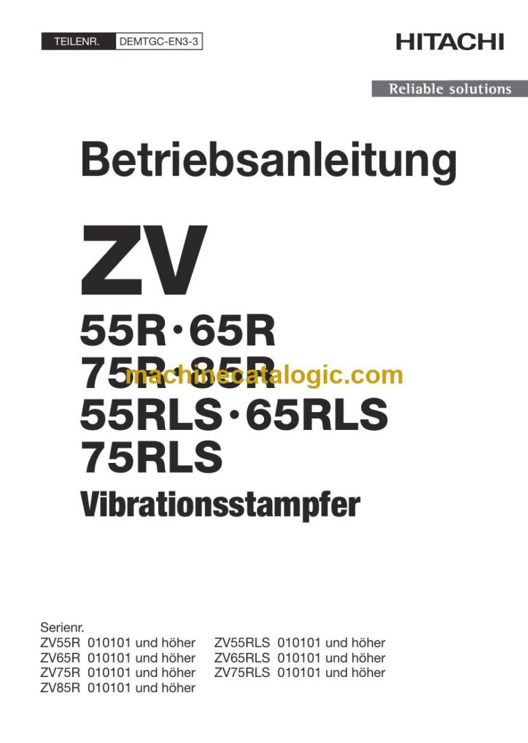 Hitachi ZV65R, ZV65RLS Vibrationsstampfer Betriebsanleitung (DEMTGC-EN3-3) – Deckblatt