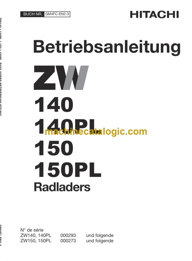 Hitachi ZW140, ZW140PL Radlader Betriebsanleitung (GM4FC-EN2-3) – Deckblatt