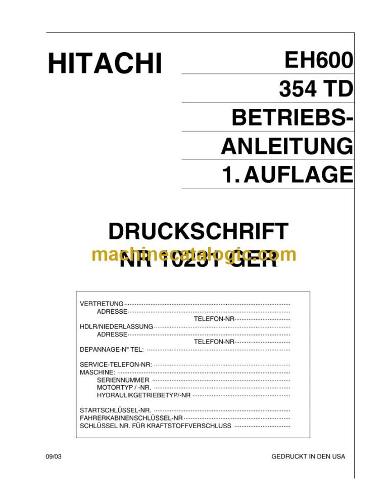 Hitachi EH600 Muldenkipper Betriebsanleitung (10231GER) – Deckblatt