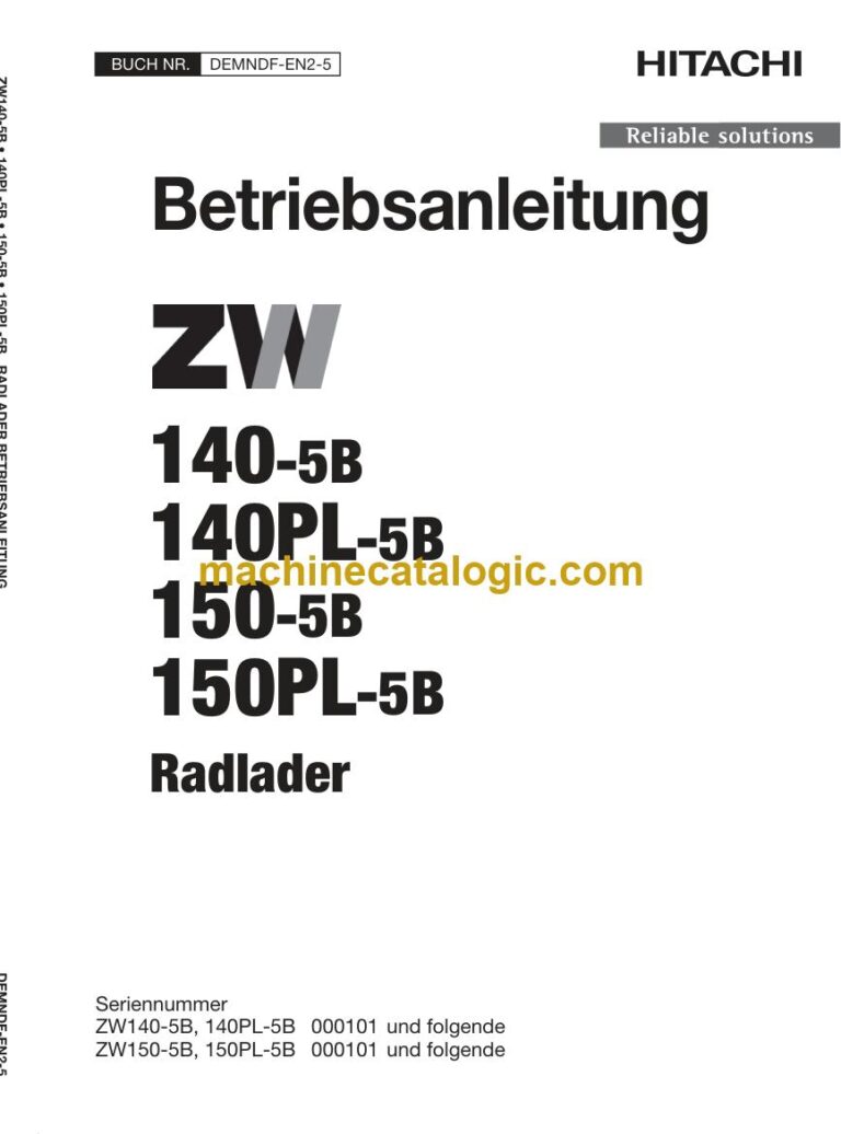 Hitachi ZW150-5B, ZW150PL-5B Radlader Betriebsanleitung (DEMNDF-EN2-5) – Deckblatt