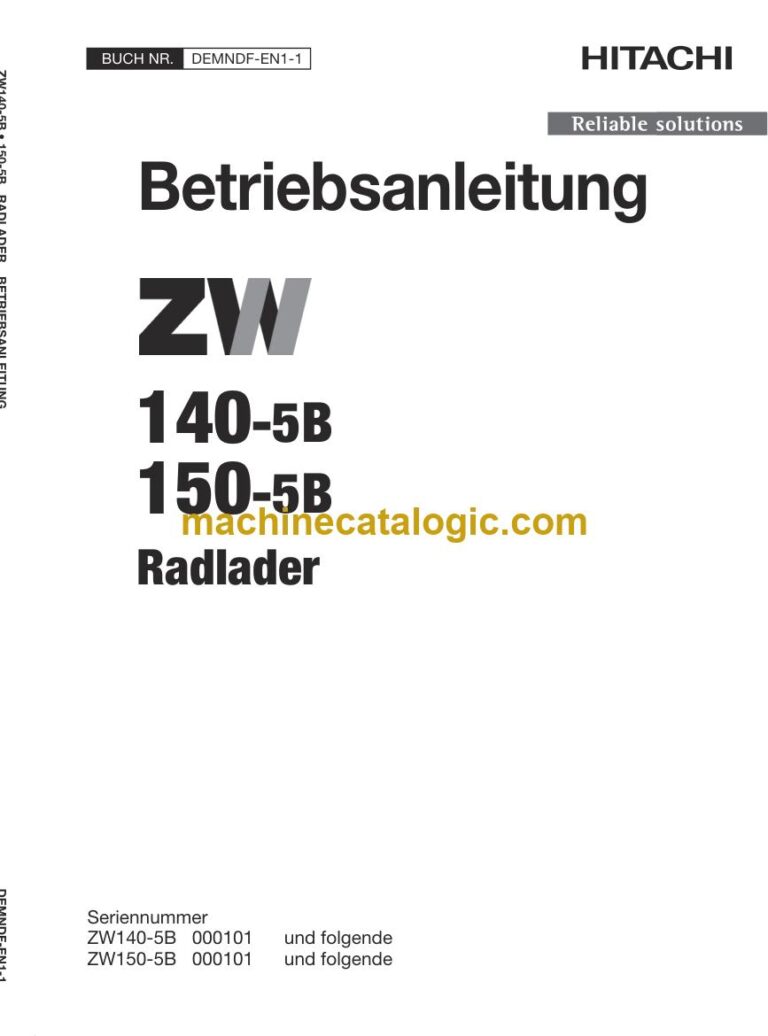 Hitachi ZW140-5B, ZW150-5B Radlader Betriebsanleitung (DEMNDF-EN1-1) – Deckblatt