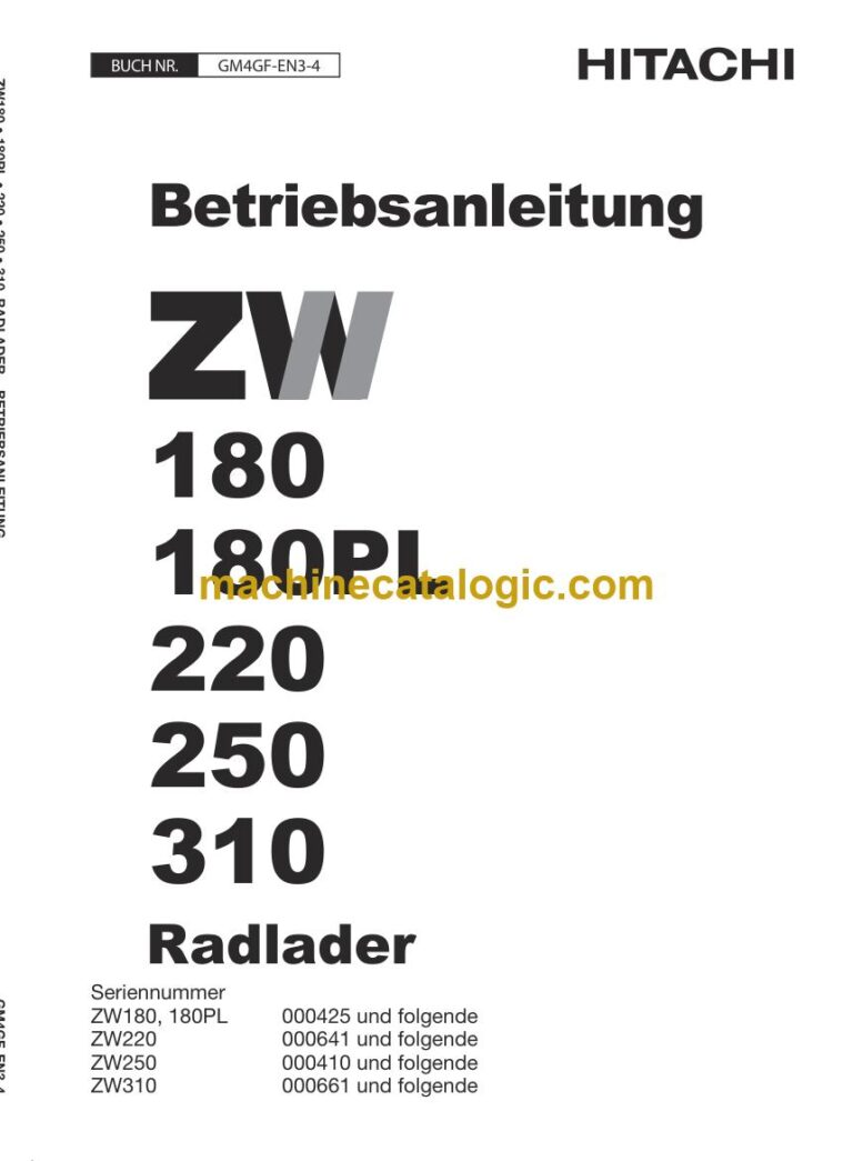 Hitachi ZW220, ZW250 Radlader Betriebsanleitung (GM4GF-EN3-4) – Deckblatt