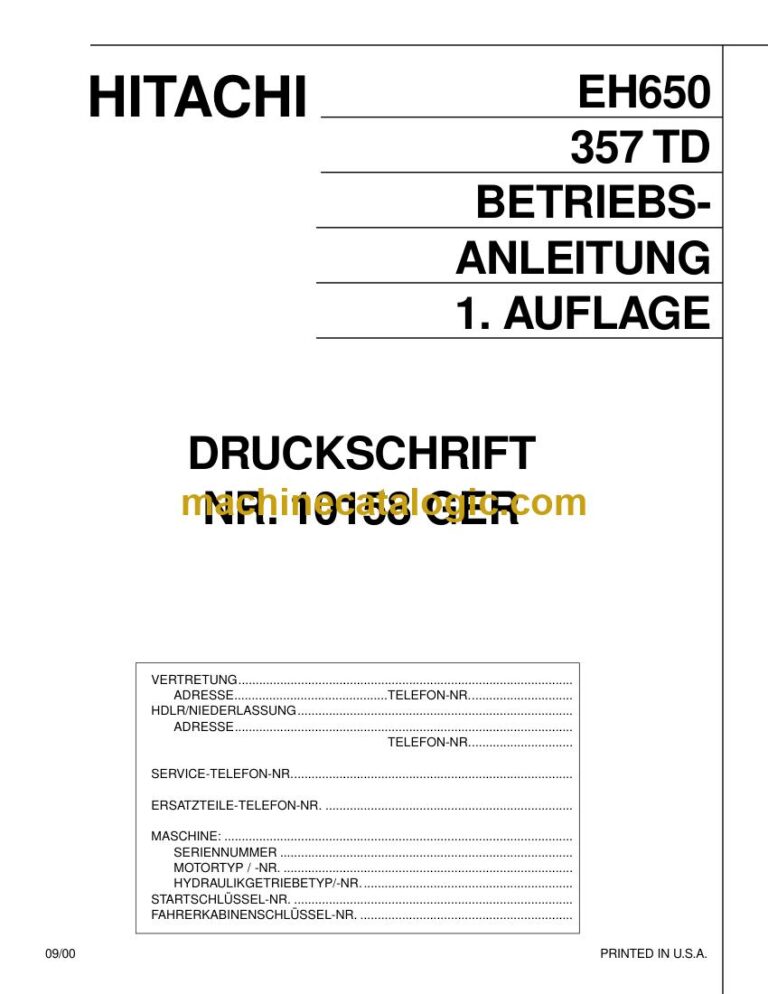 Hitachi EH650 Muldenkipper Betriebsanleitung (10158GER) – Deckblatt