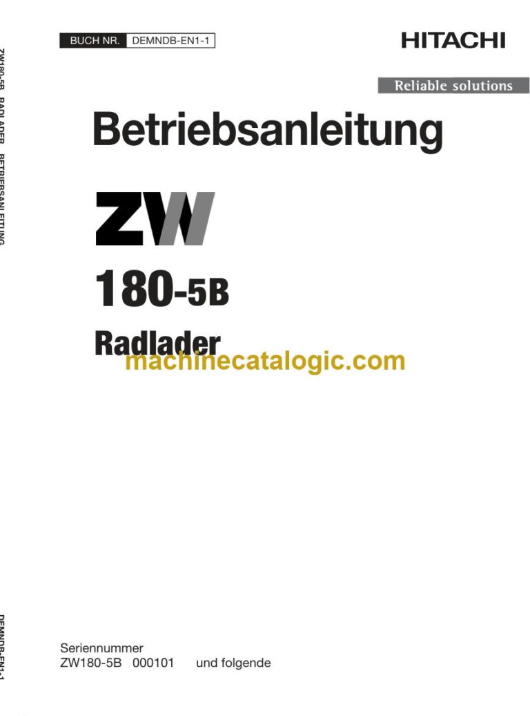 Hitachi ZW180-5B Radlader Betriebsanleitung (DEMNDB-EN1-1) – Deckblatt