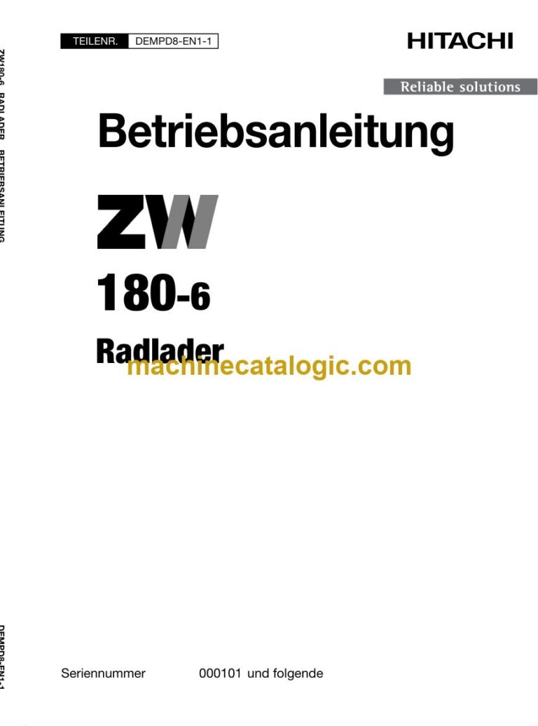 Hitachi ZW180-6 Radlader Betriebsanleitung (DEMPD8-EN1-1) – Deckblatt