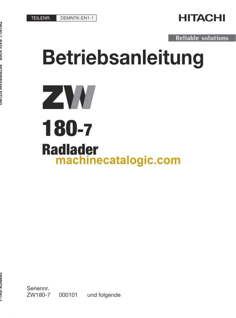 Hitachi ZW180-7 Radlader Betriebsanleitung (DEMNTK-EN1-1) – Deckblatt